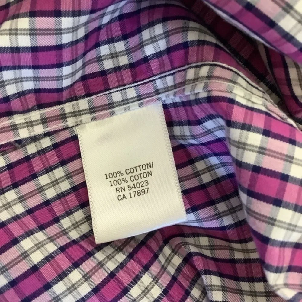 Banana Republic Long Sleeve Non Iron Slim Fit Pink Checkered Shirt‎ Medium